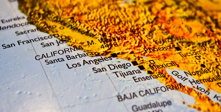 Map of California-Mexico border